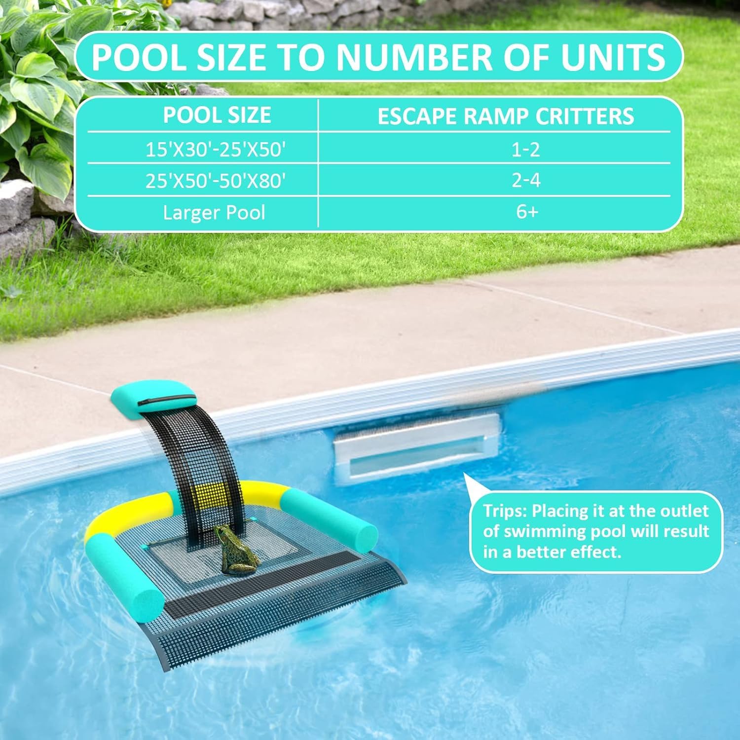 Poolvio Animal Saving Escape Ramp bright color for quick visibility near edge.