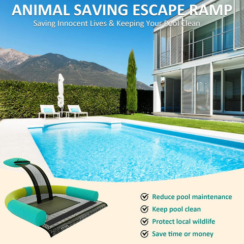 Poolvio Animal Saving Escape Ramp floating noodle components assembled.