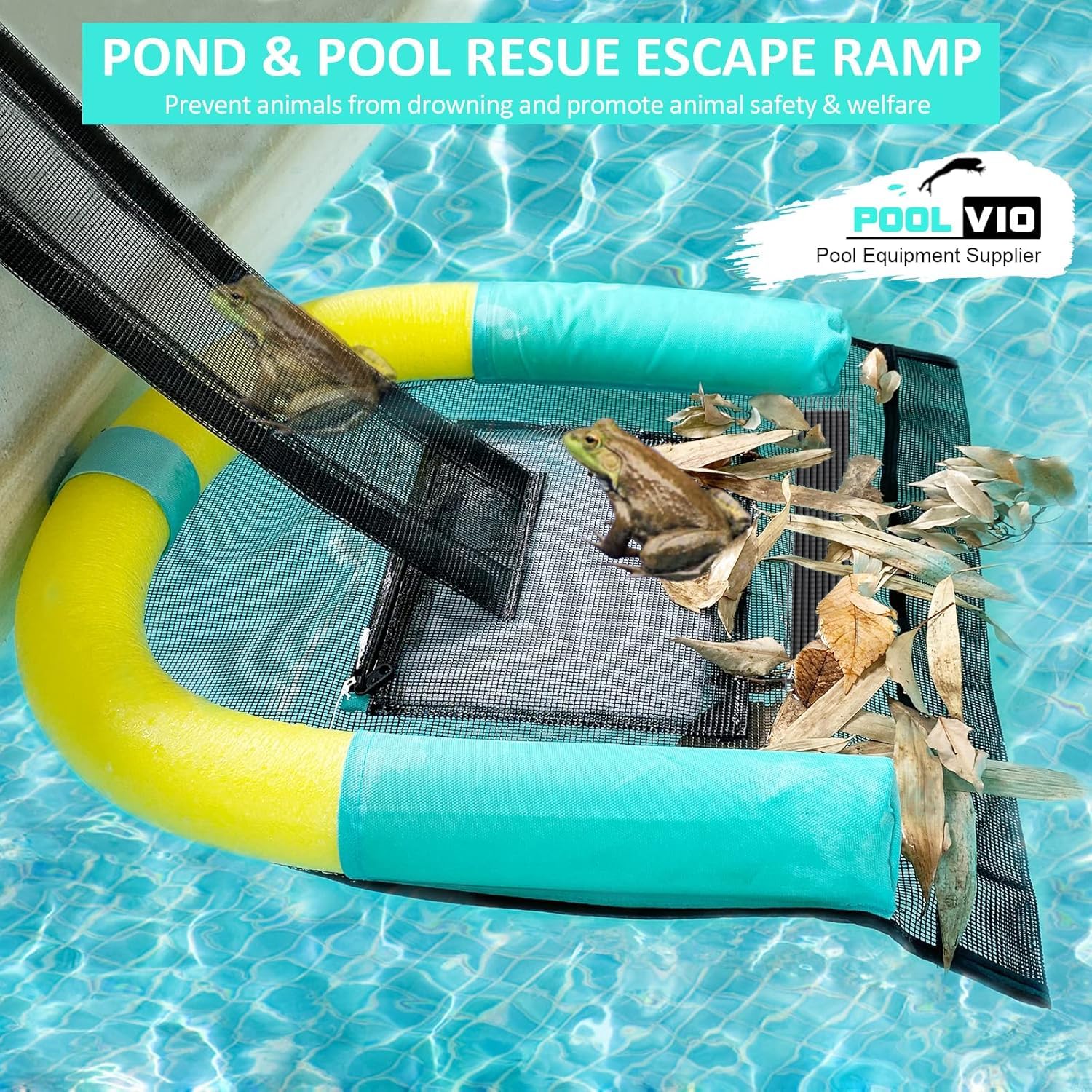 Poolvio Animal Saving Escape Ramp in pool, illustrating escape path for wildlife.