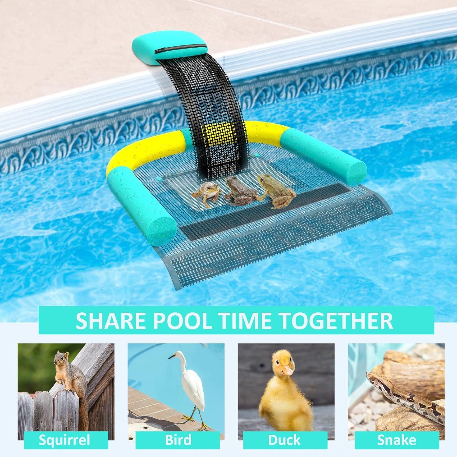 Poolvio Animal Saving Escape Ramp no inflation setup shown for quick installation.
