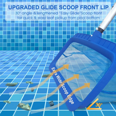 Poolvio debris removal net captures leaves and insects from pools
