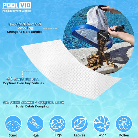 Poolvio front lip design helps scoop floor debris without pool liner scratches