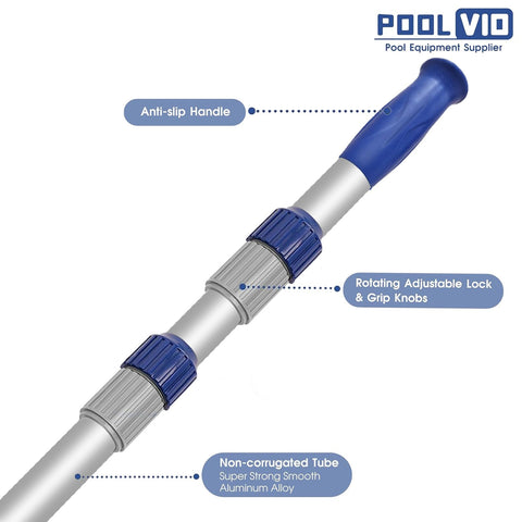 Poolvio rust-proof aluminum body resists corrosion for seasons of use.