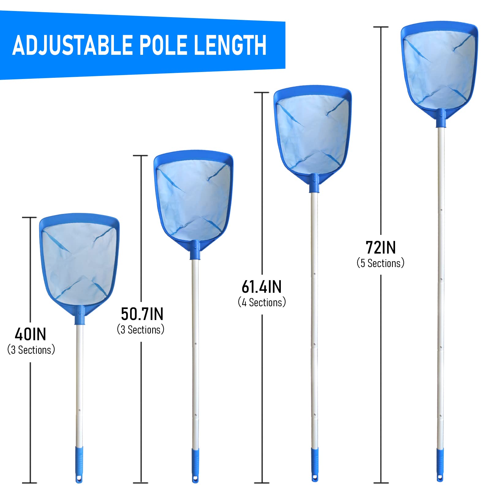 Poolvio nylon-mesh debris scoop for precise debris removal.