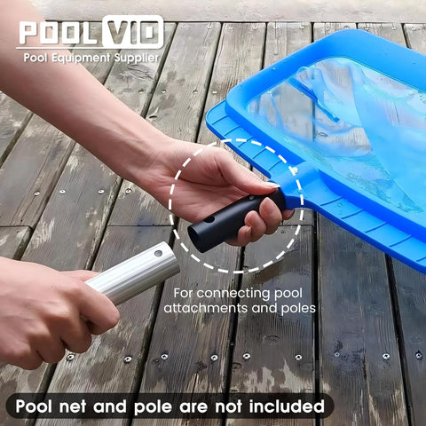 Poolvio universal holder shown fitting 1-1/4 inch poles.