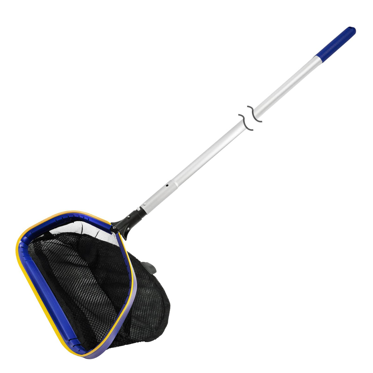 Poolvio pool deep skimmer net for efficient debris pickup in large pools.