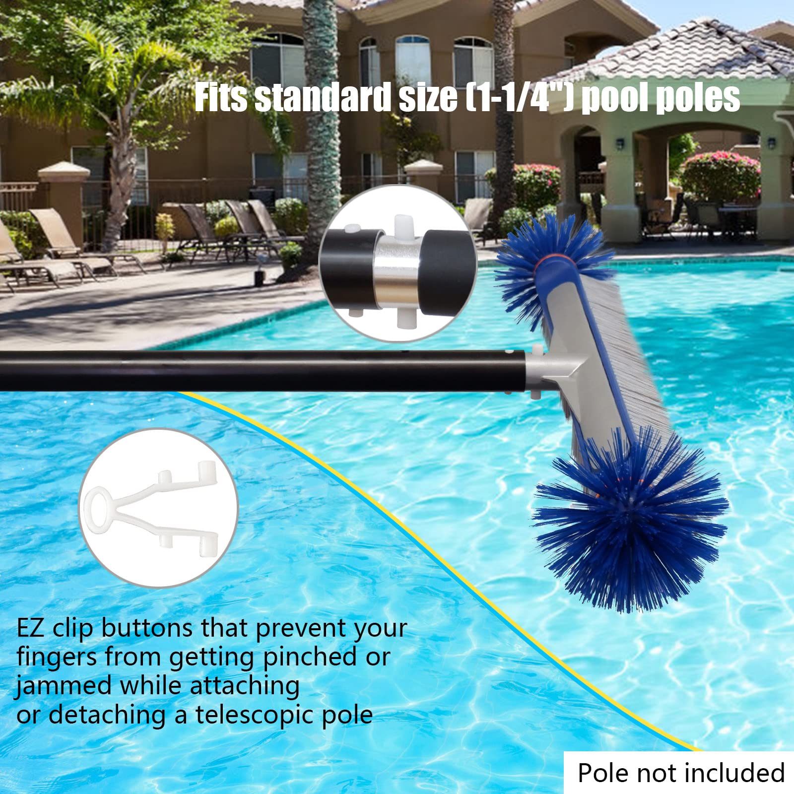 Poolvio Pro 1-1/4 pole connection reaches hard-to-reach places