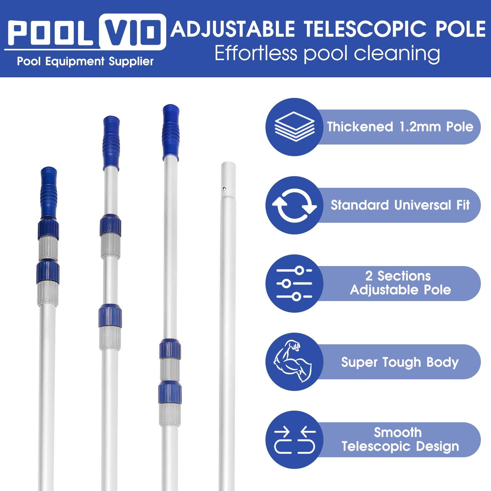 Poolvio rubber-coated handle with locking cams for a stable grip