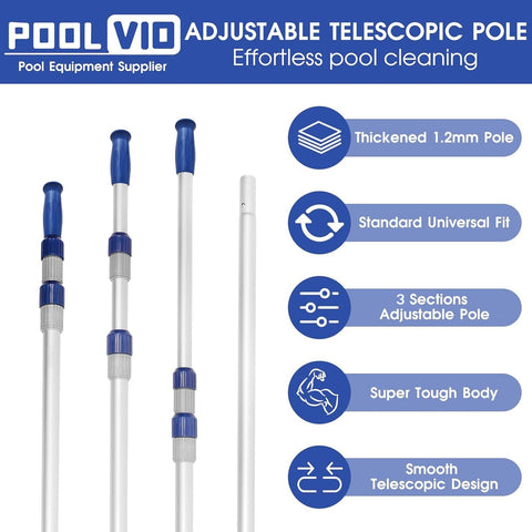 Poolvio grip and lock mechanism provides secure operation while cleaning.
