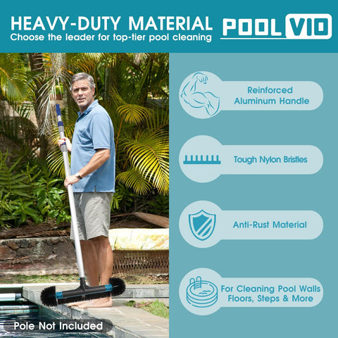 Poolvio is safe for pool liners with high-density nylon bristles.