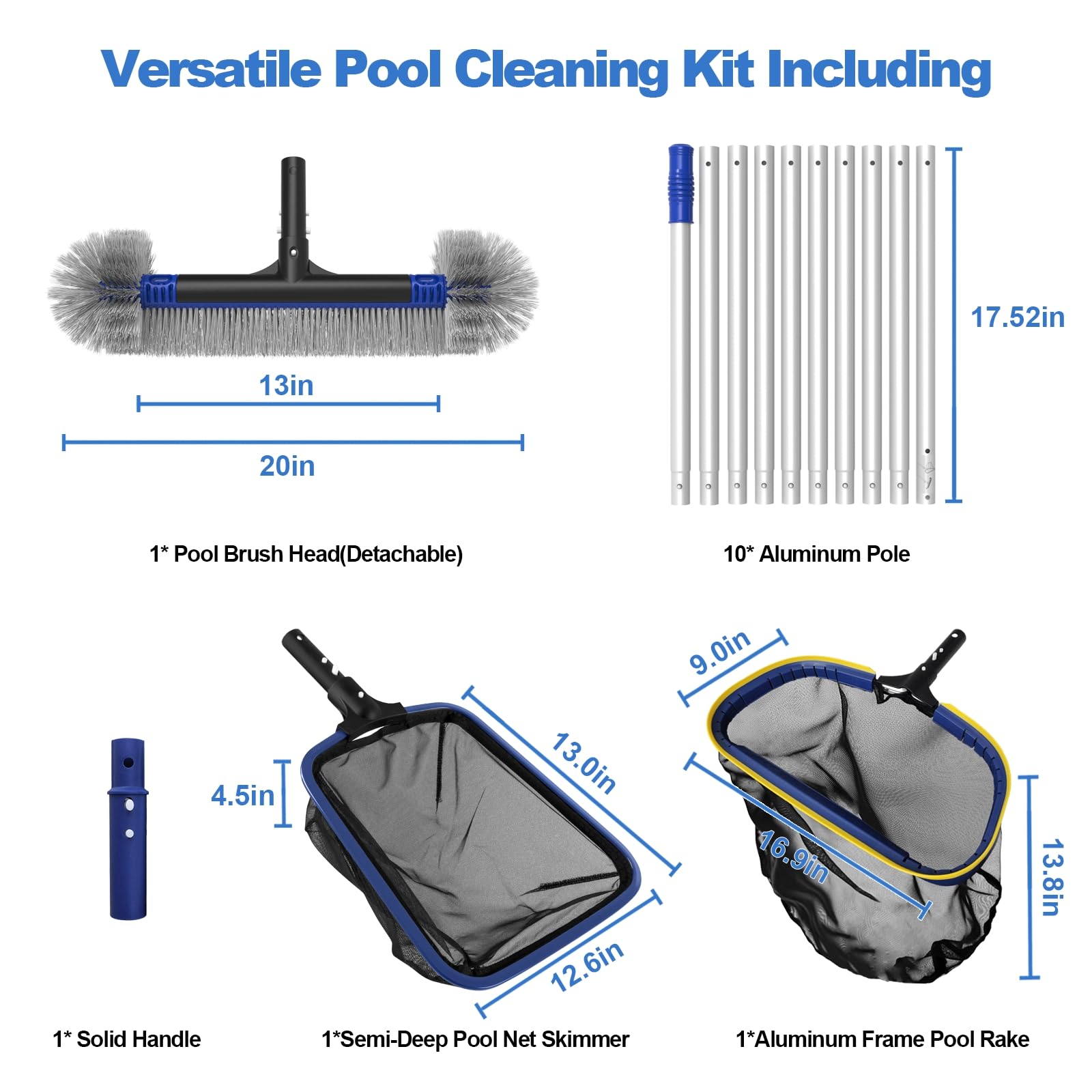 Poolvio semi-deep pool leaf net captures more debris in a single scoop.