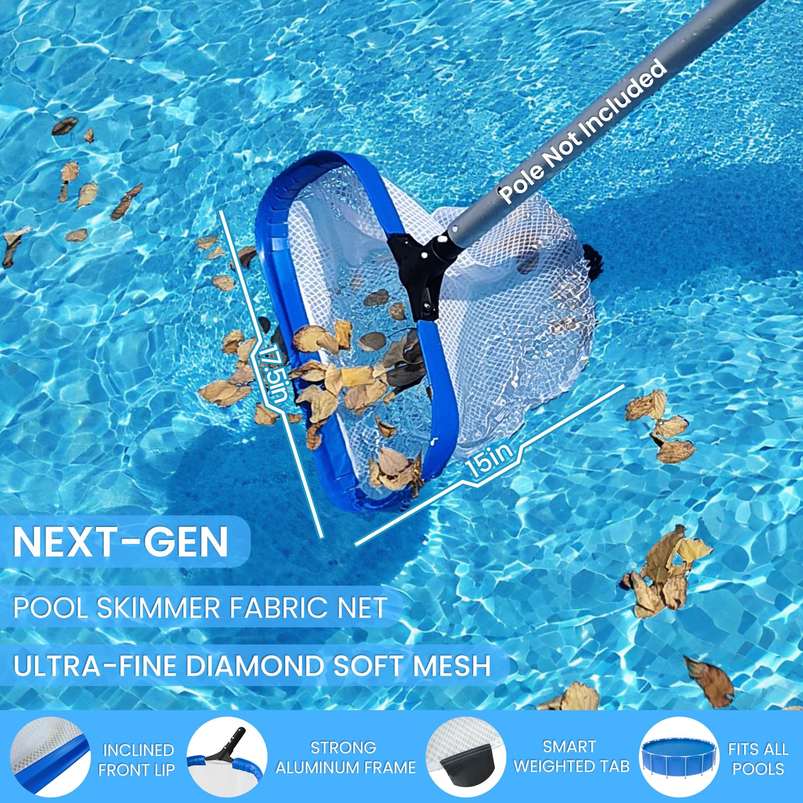 Poolvio universal pole fit demonstrates compatibility with standard 1 1/4-inch poles