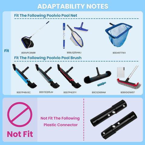 Poolvio connectors designed for Poolvio nets and brush heads for simple swaps.