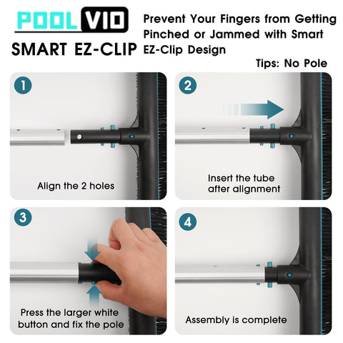 Poolvio wavy bristles deliver extra scrubbing power on corners.