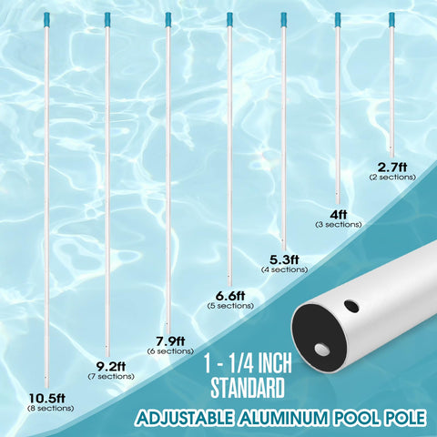Poolwhale 10.5-foot adjustable pole reaches every pool corner.