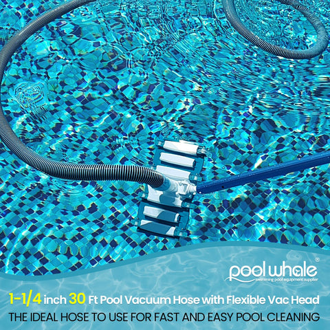 PoolWHALE 14 inch rotating head with wheels for easy maneuvering and debris pickup.