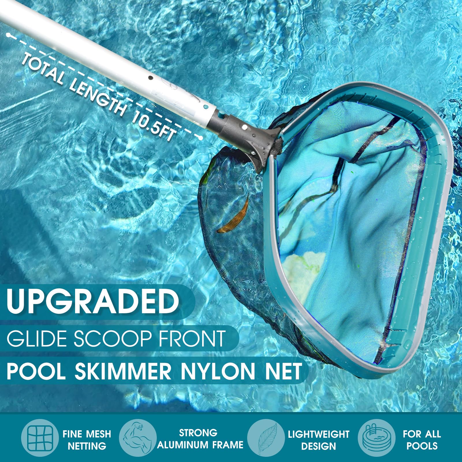 Poolwhale 45-degree handle angle positions the brush for comfortable cleaning.