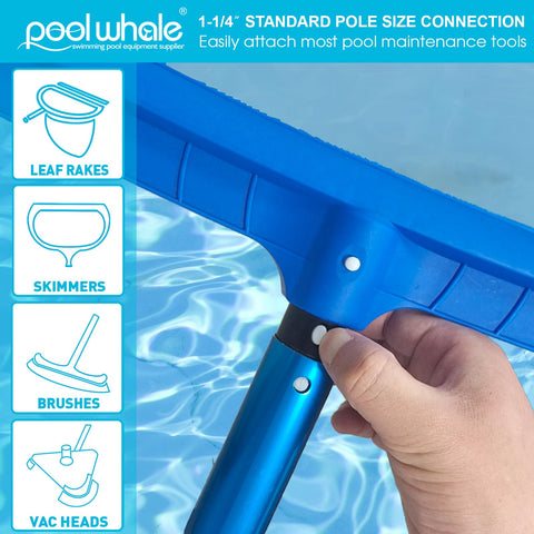 Blue anodized aluminum pool pole offers durable, rust-resistant performance.