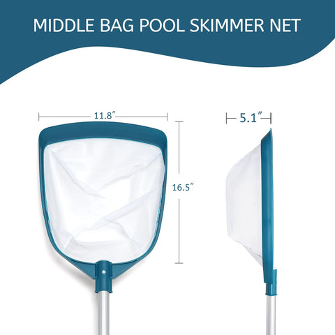 POOLWHALE skimmer in action collecting leaves and insects from pool surface.