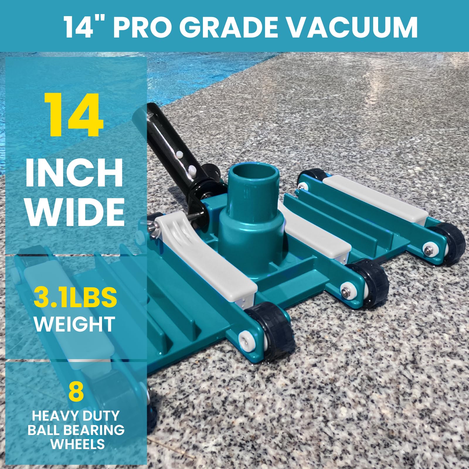 POOLWHALE Deluxe flexible hose compatibility boosts head versatility.