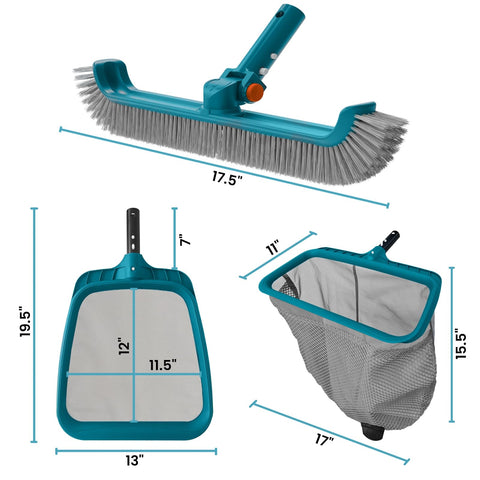 Poolwhale rotatable brush head cleans walls and corners from any angle.