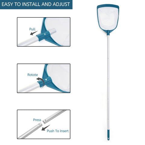 POOLWHALE fine-mesh net captures tiny debris without harming pool surfaces.