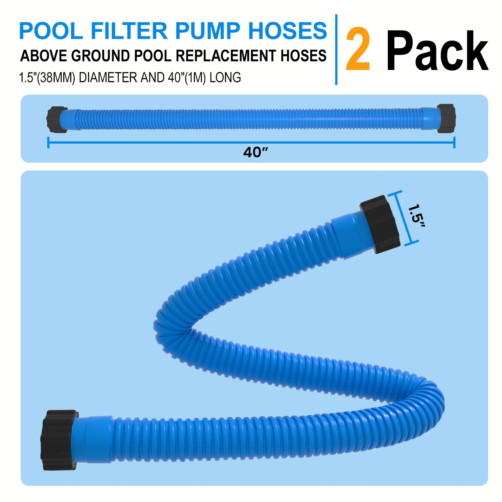 Durable PoolWhale hose with blue finish for long-lasting pool filtration