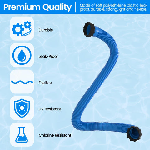 Two-pack PoolWhale hoses fit most 1.5 inch above-ground pumps and filters