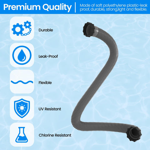 POOLWHALE hose compatible with Intex and Coleman pumps in grey