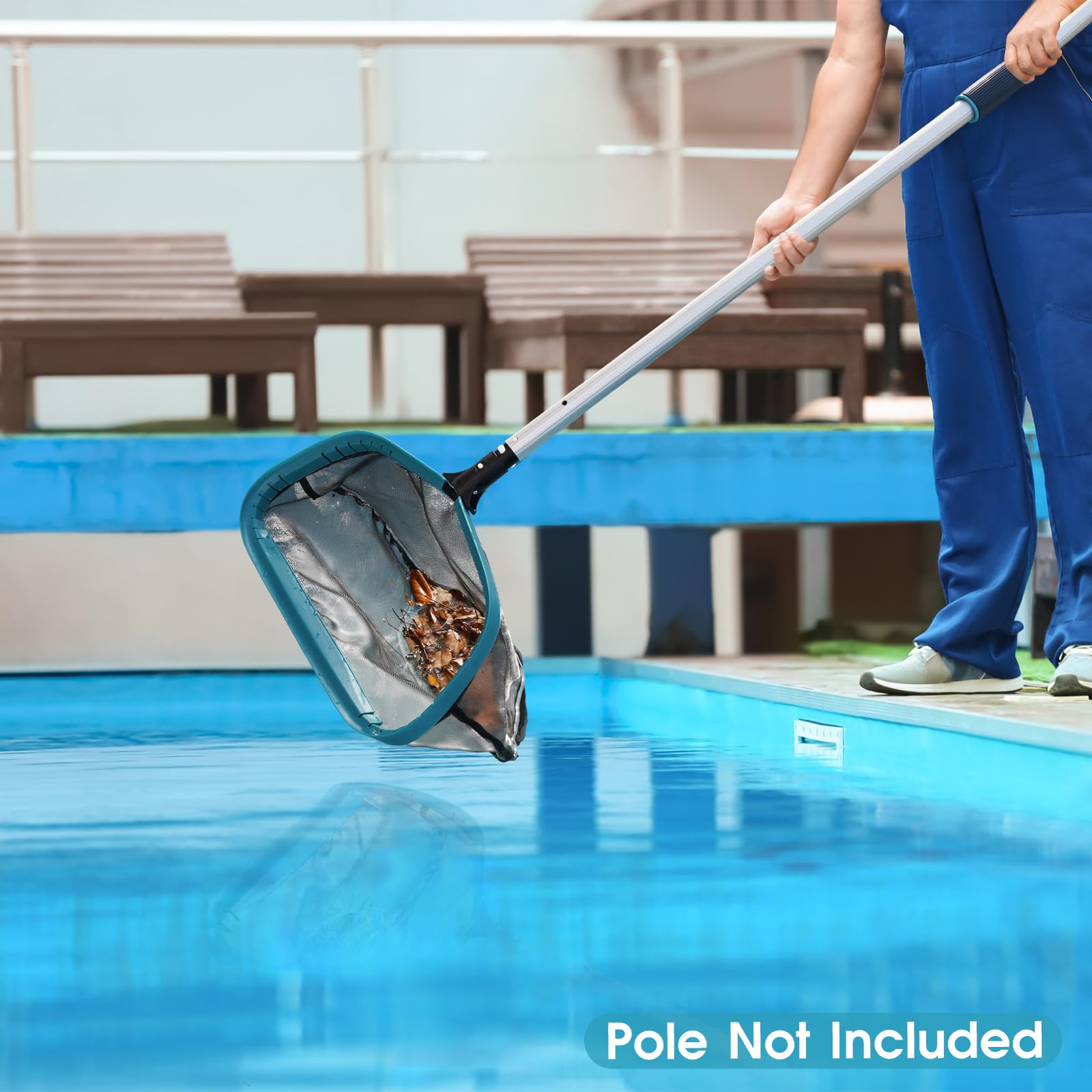 POOLWHALE smooth edges protect liner while skimming leaves
