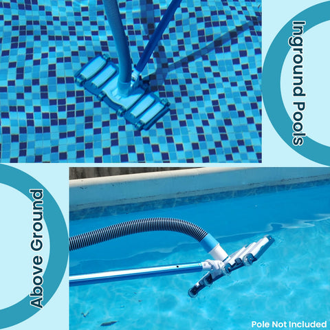 POOLWHALE kit-included hose and head provide a ready-to-use cleaning setup