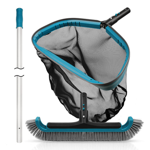 Poolwhale aluminum pool pole stretches reach for effortless debris cleaning.