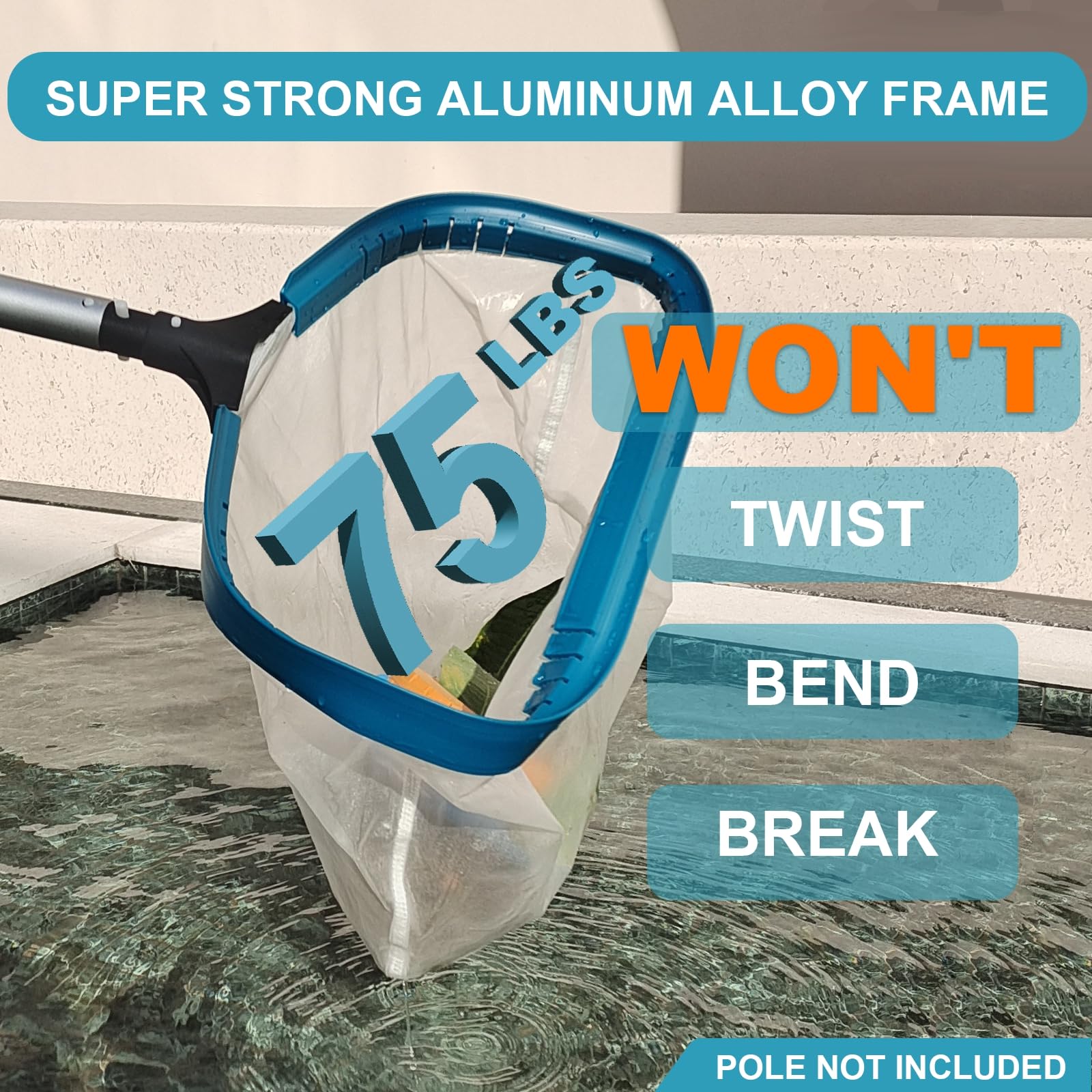 POOLWHALE pool net fits standard 1-1/4 inch poles.