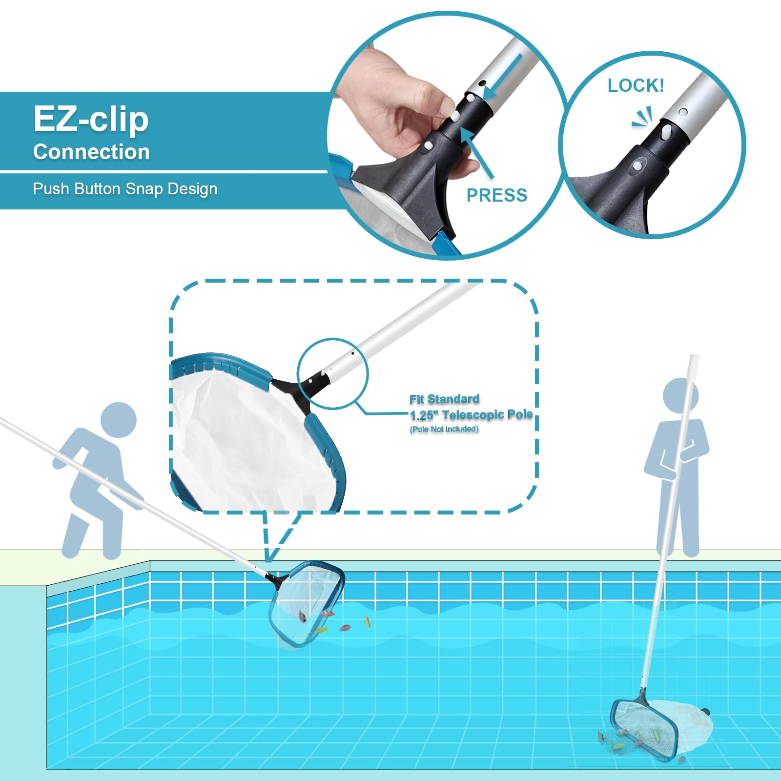 POOLWHALE pool net ultra-fine mesh traps tiny particles without frequent dumping.