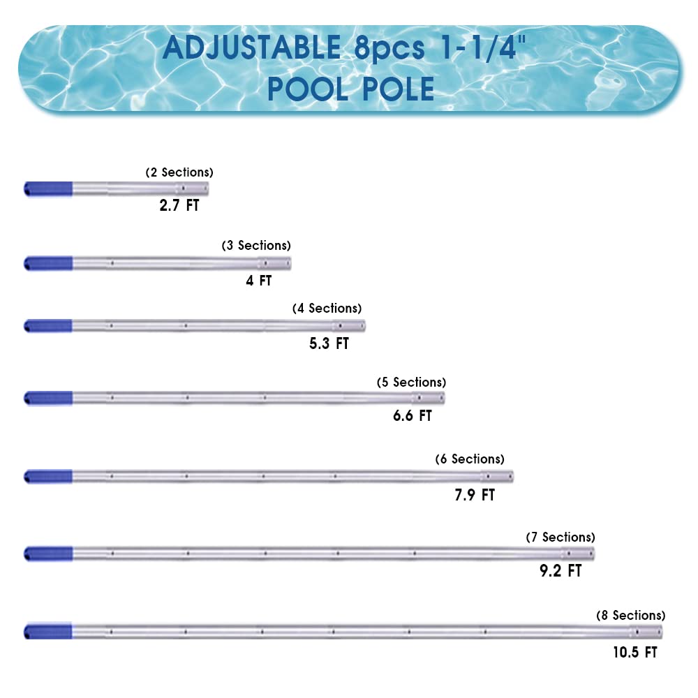 poolwhale special-stripes-texture grip ensures secure cleaning while reaching skimmers.