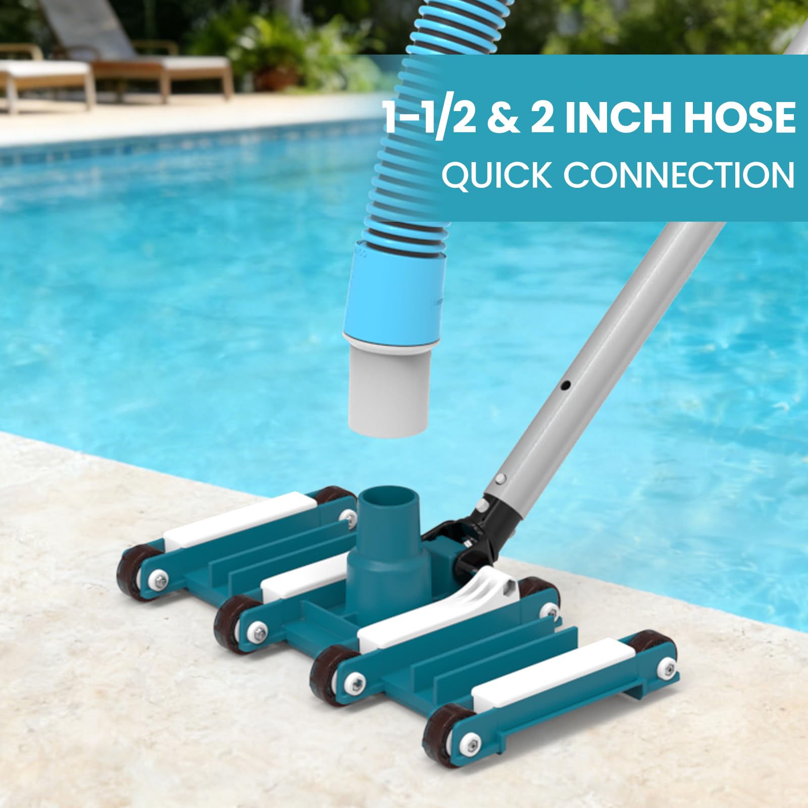 POOLWHALE swivel handle enables one-handed direction control during cleaning.
