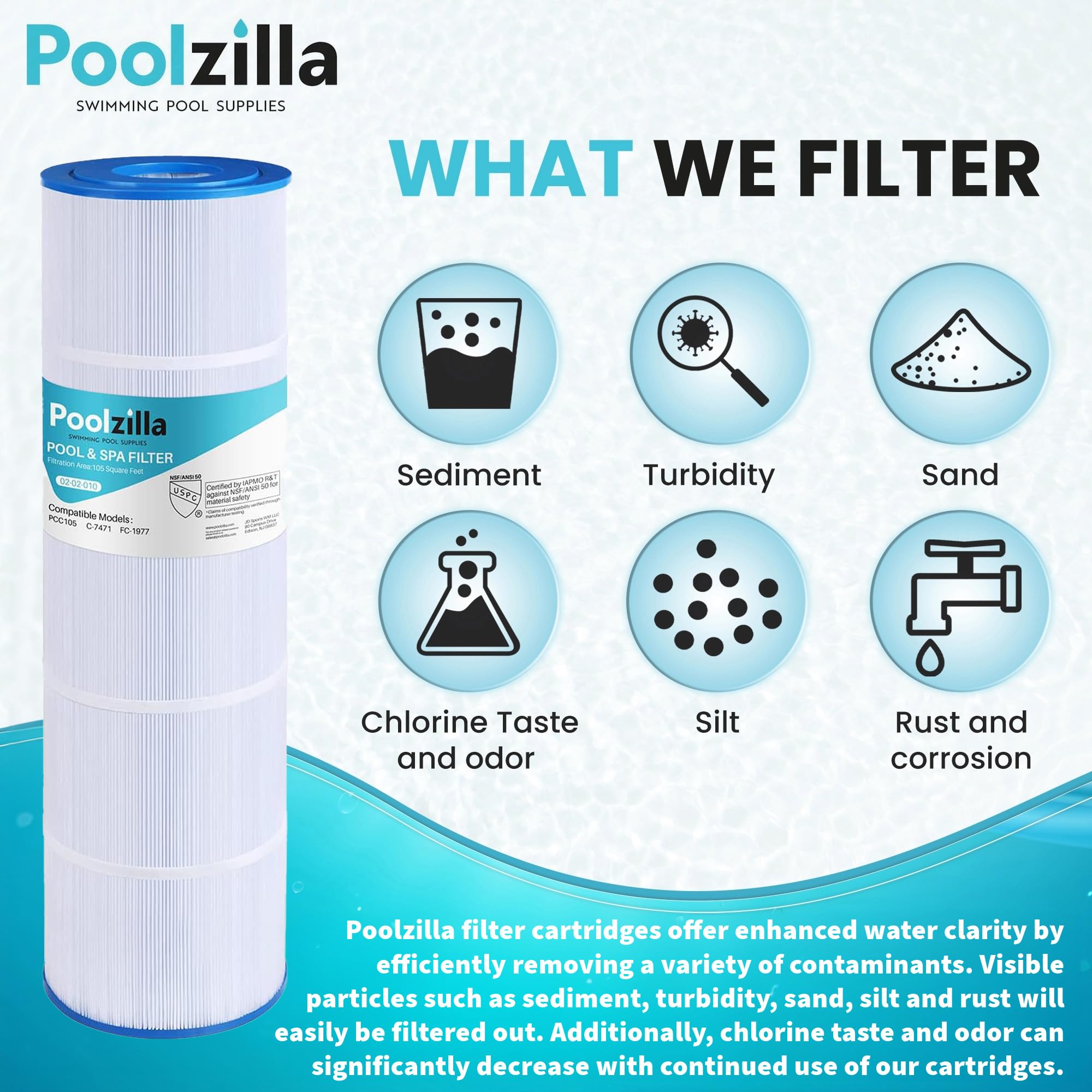 Poolzilla PCC105 easy cleaning process with simple rinsing