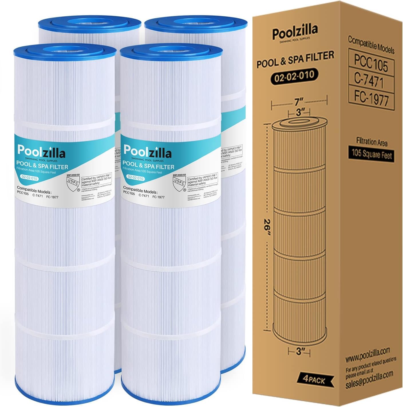 Poolzilla PCC105 replacement filter compatible with FC-1977 for clearer water