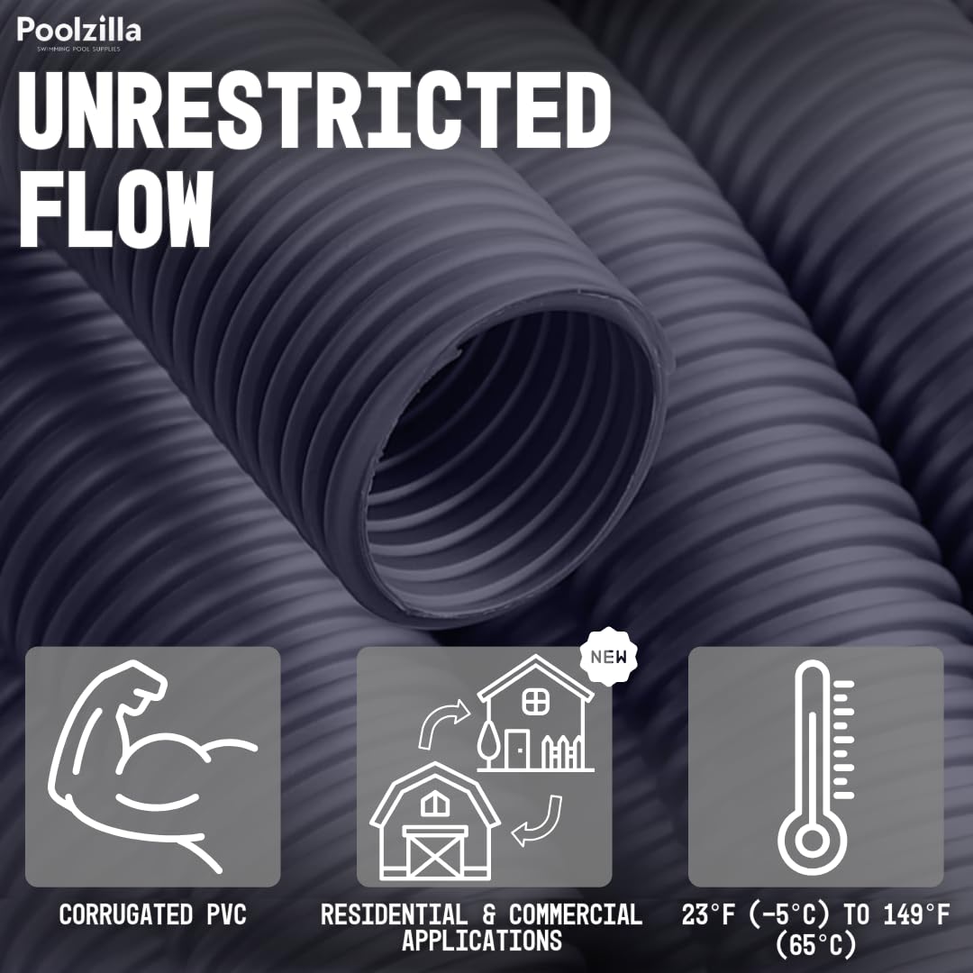 Poolzilla hose smooth inner surface for steady water movement.