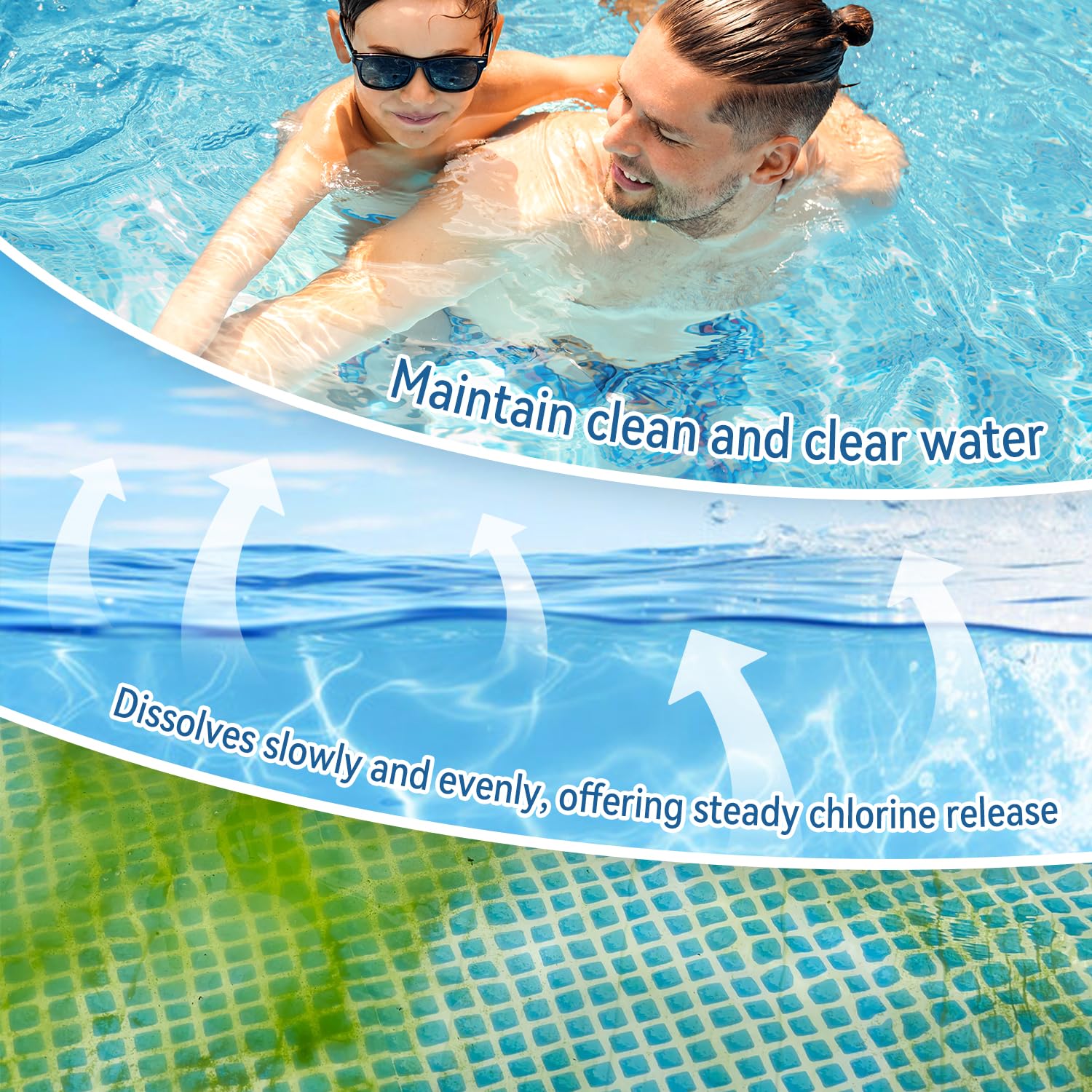 Above-ground and inground pool setup using PooolWavify for reliable chlorine.