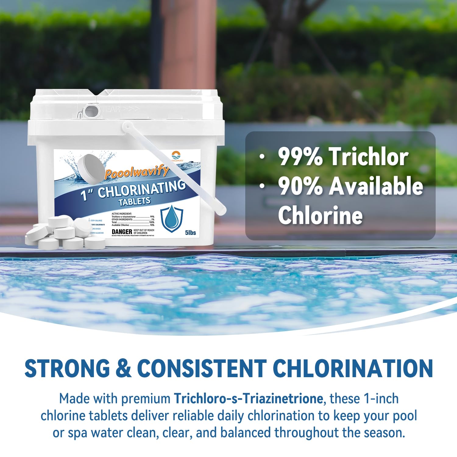 Spa or hot tub scene with PooolWavify tablets ready for daily maintenance.