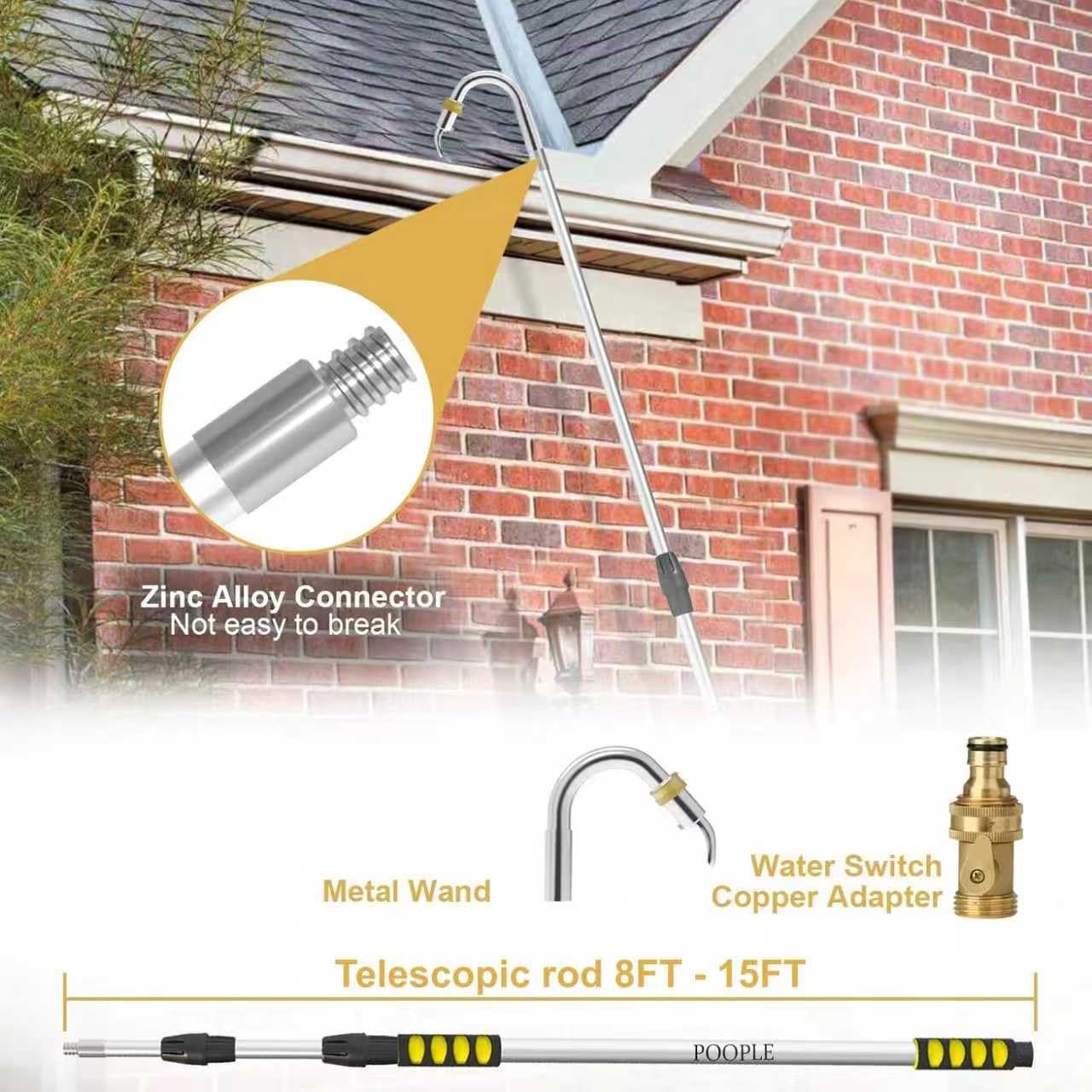 POOPLE copper valve gutter wand provides durable water control during cleaning