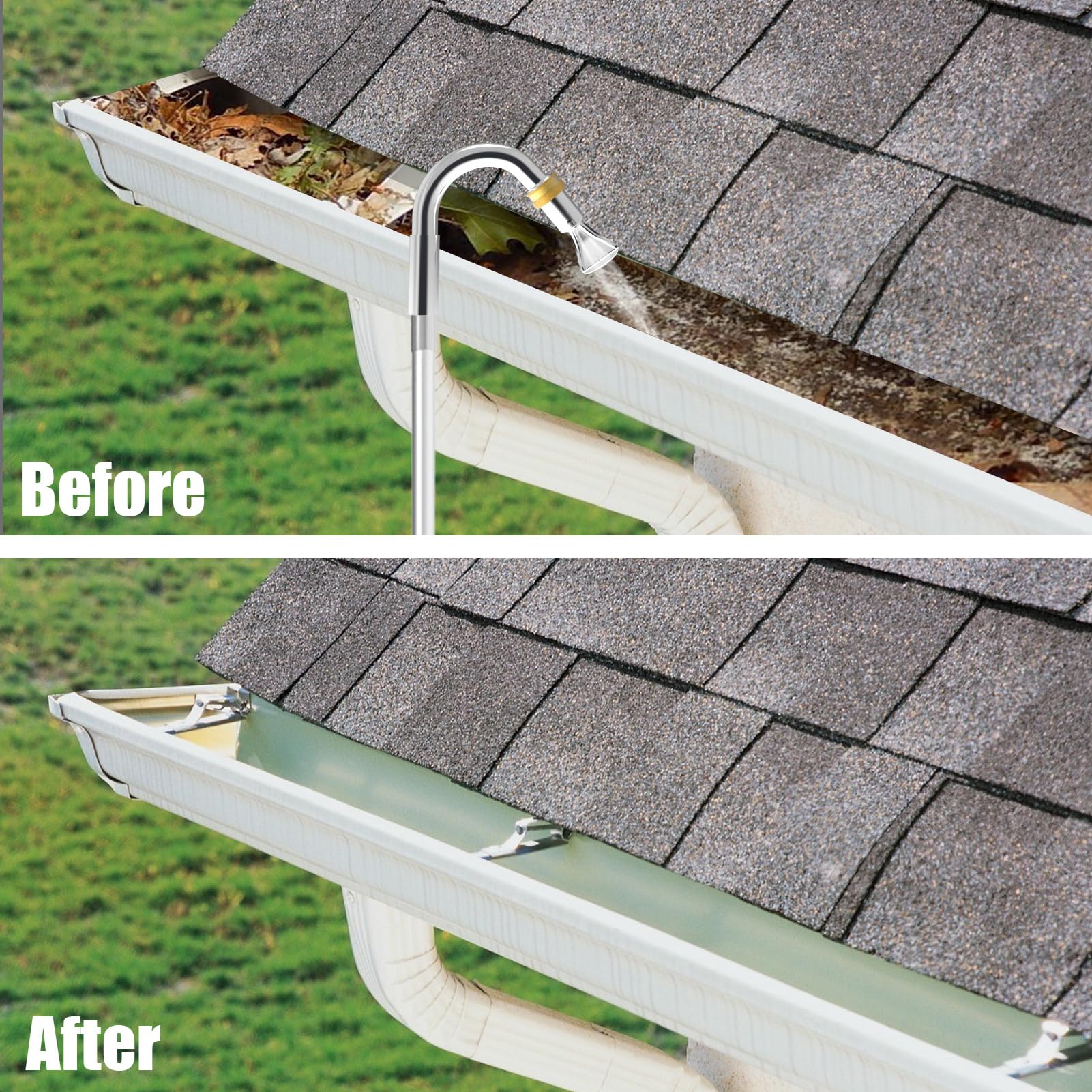 POOPLE extended reach enables gutter cleaning from the ground easily