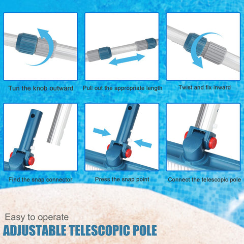 POOPLE Professional 16-foot pool pole made of rust-resistant aluminum for durable outdoor use.