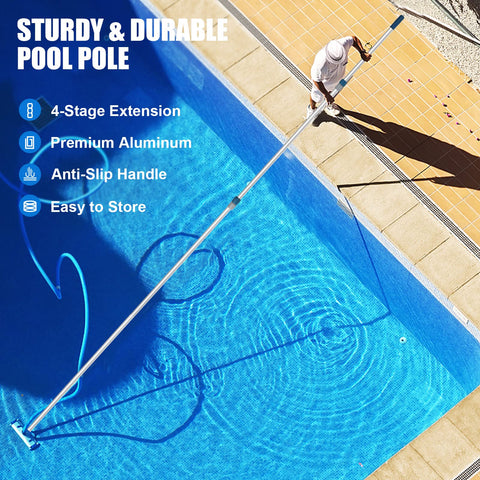 POOPLE Professional 16-foot pool pole with universal attachment end for quick accessory swaps.