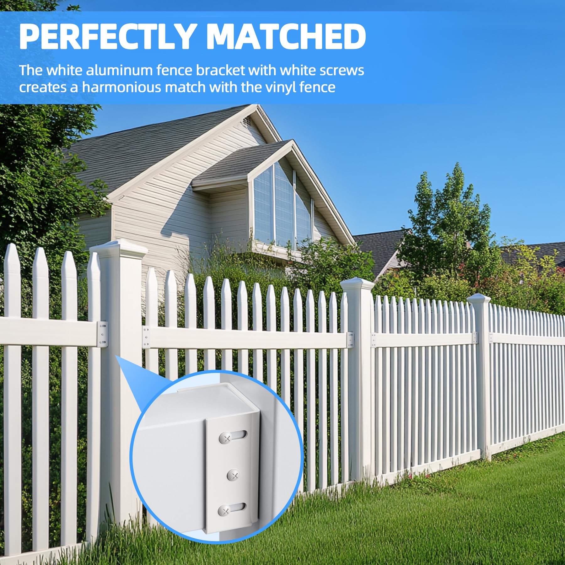 POOWEE vinyl fence bracket includes screws for easy setup