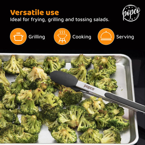 Popco dishwasher-safe tongs simplify cleanup after cooking.
