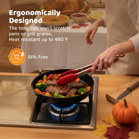 POPCO heat-resistant tongs withstand up to 480°F for grilling.