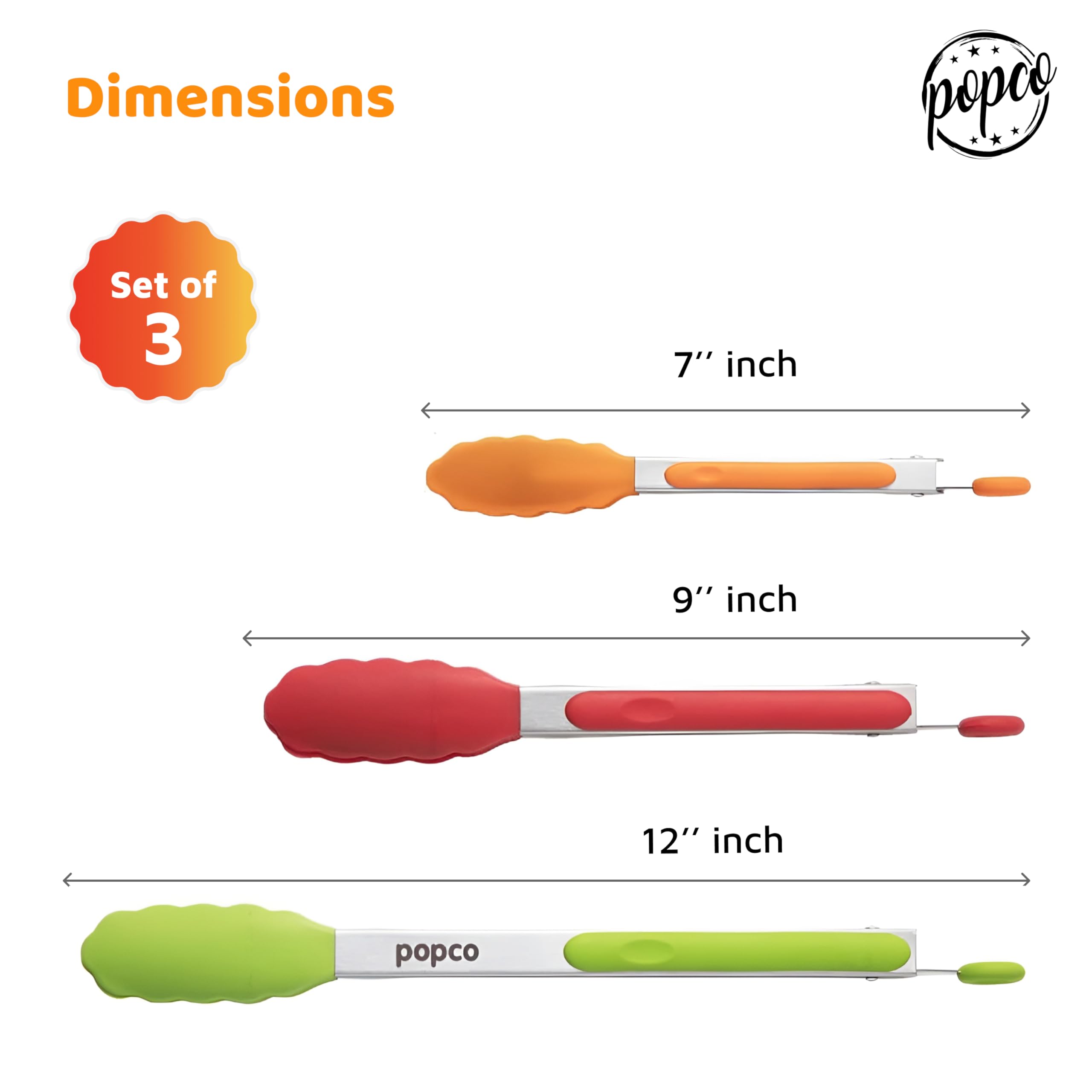 POPCO 12-inch tongs offer reach for serving hot dishes safely.