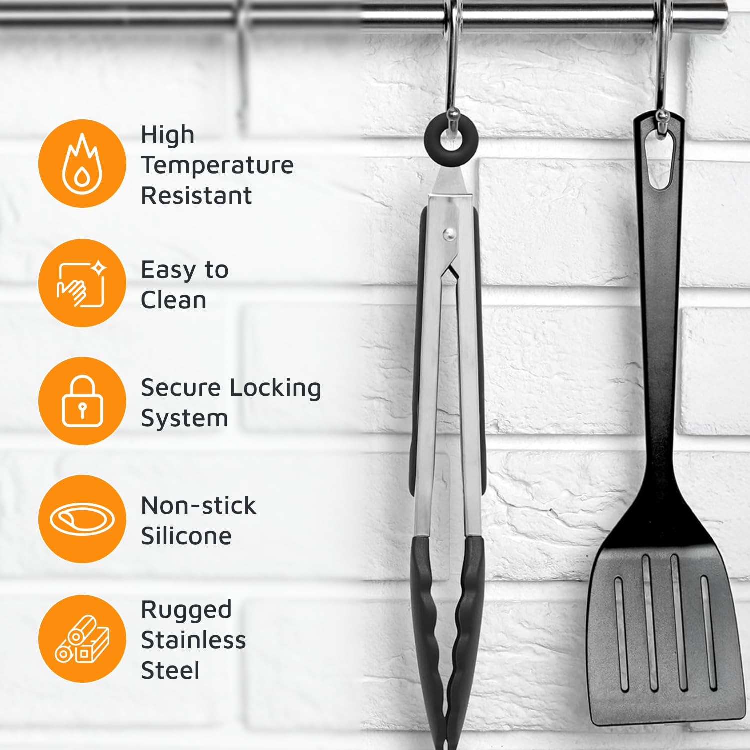 Popco nonstick-safe tips guard cookware while handling hot ingredients.
